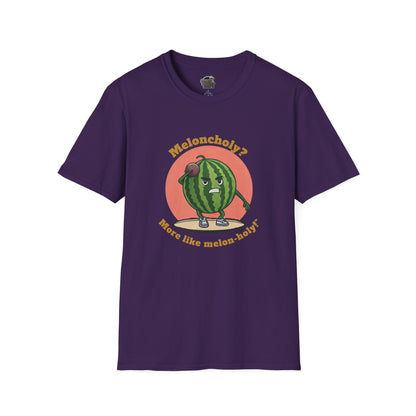 Melon-Holy t-shirt: Funny Watermelon Shot Put Tee Purple