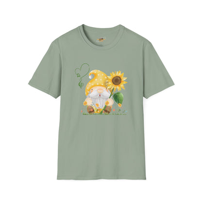 Gnome with Sunflower Unisex T-Shirt: Sunshine, Smiles & Secret Songs