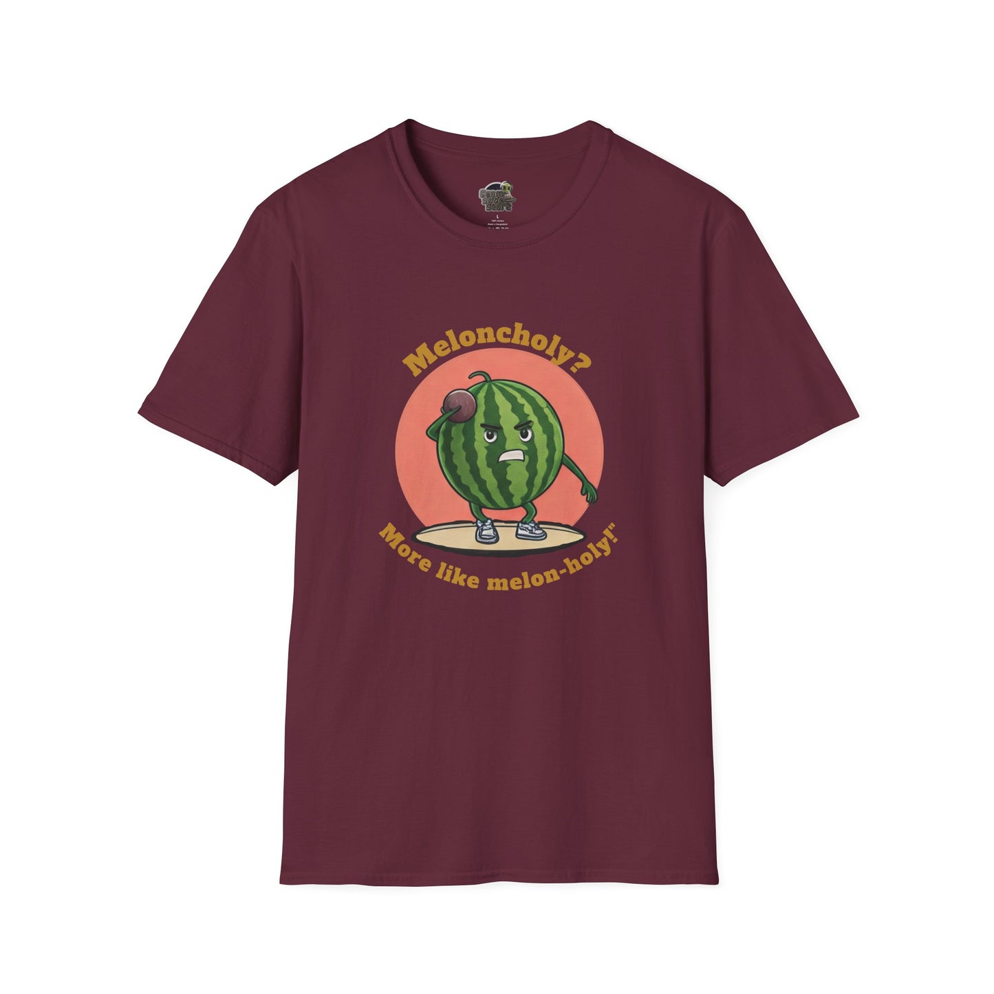 Melon-Holy t-shirt: Funny Watermelon Shot Put Tee Maroon