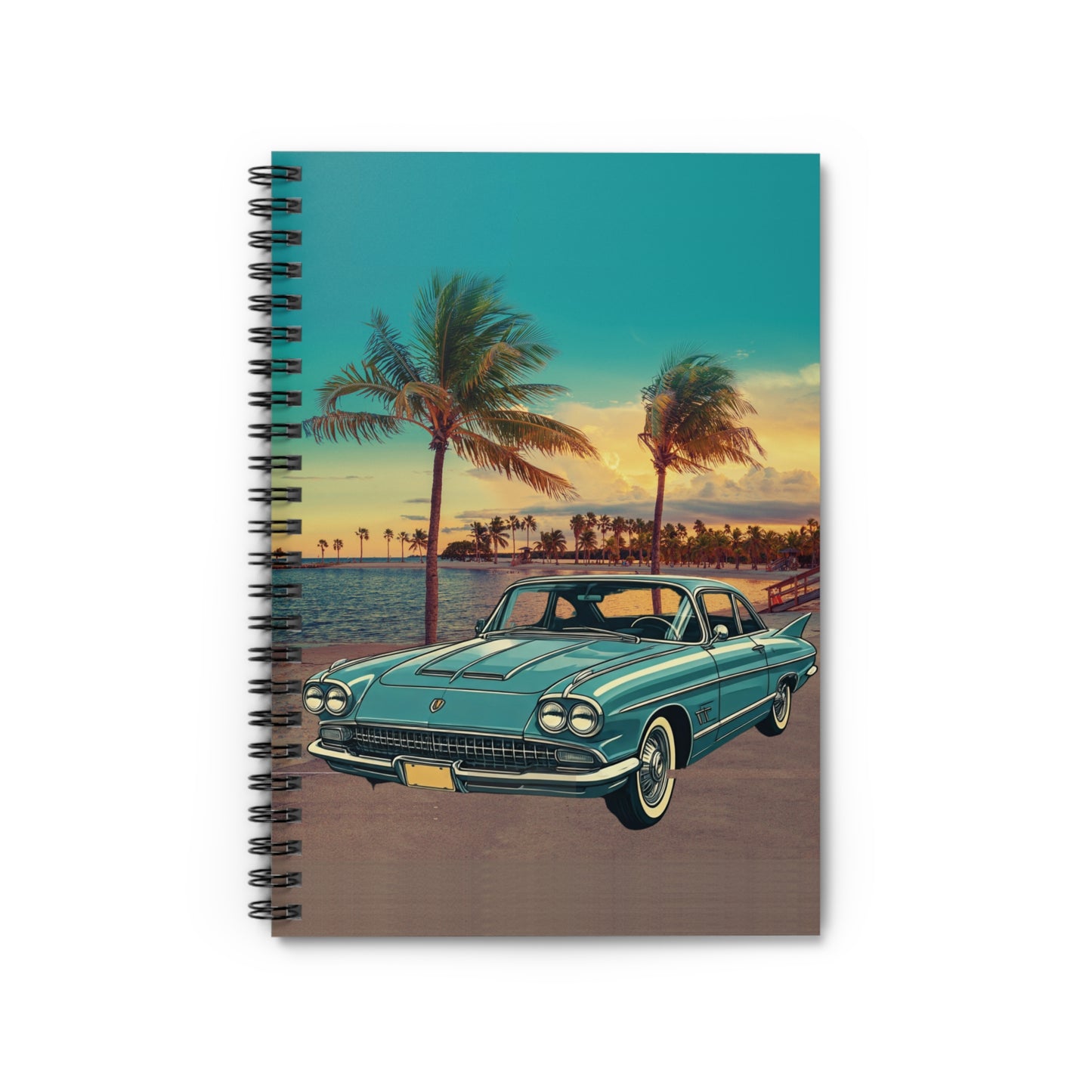 Classic '50s American Sedan New York Brooklyn Bridge Spiral Notebook | Vintage NYC Car Journal
