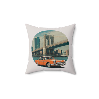 The Crossing – 1950s Chevrolet Bel-Air Brooklyn Bridge Pillow