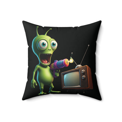 The Roswell Transmission: Vintage TV Alien Pillow