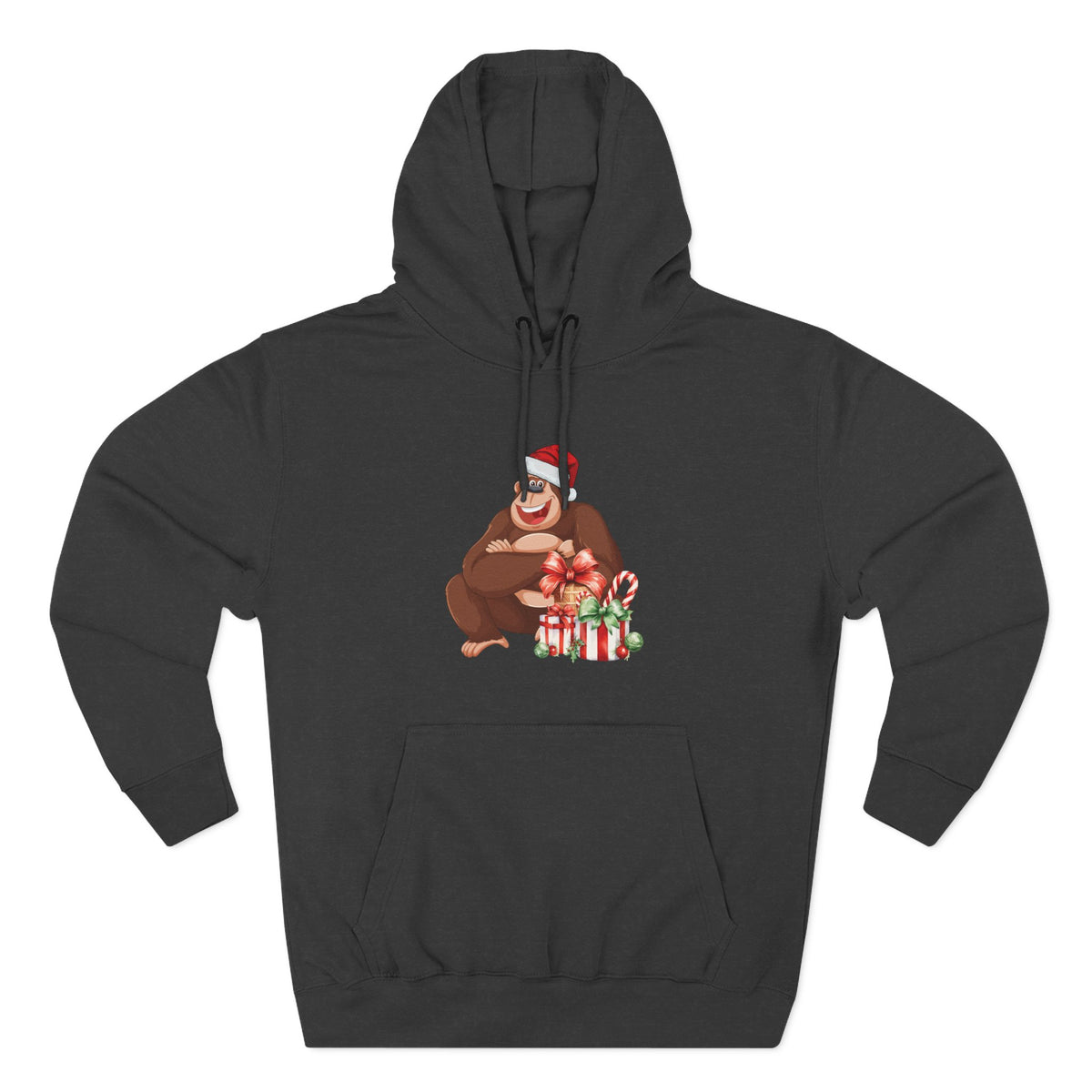 Three-Panel Fleece Hoodie - happy holiday gorilla