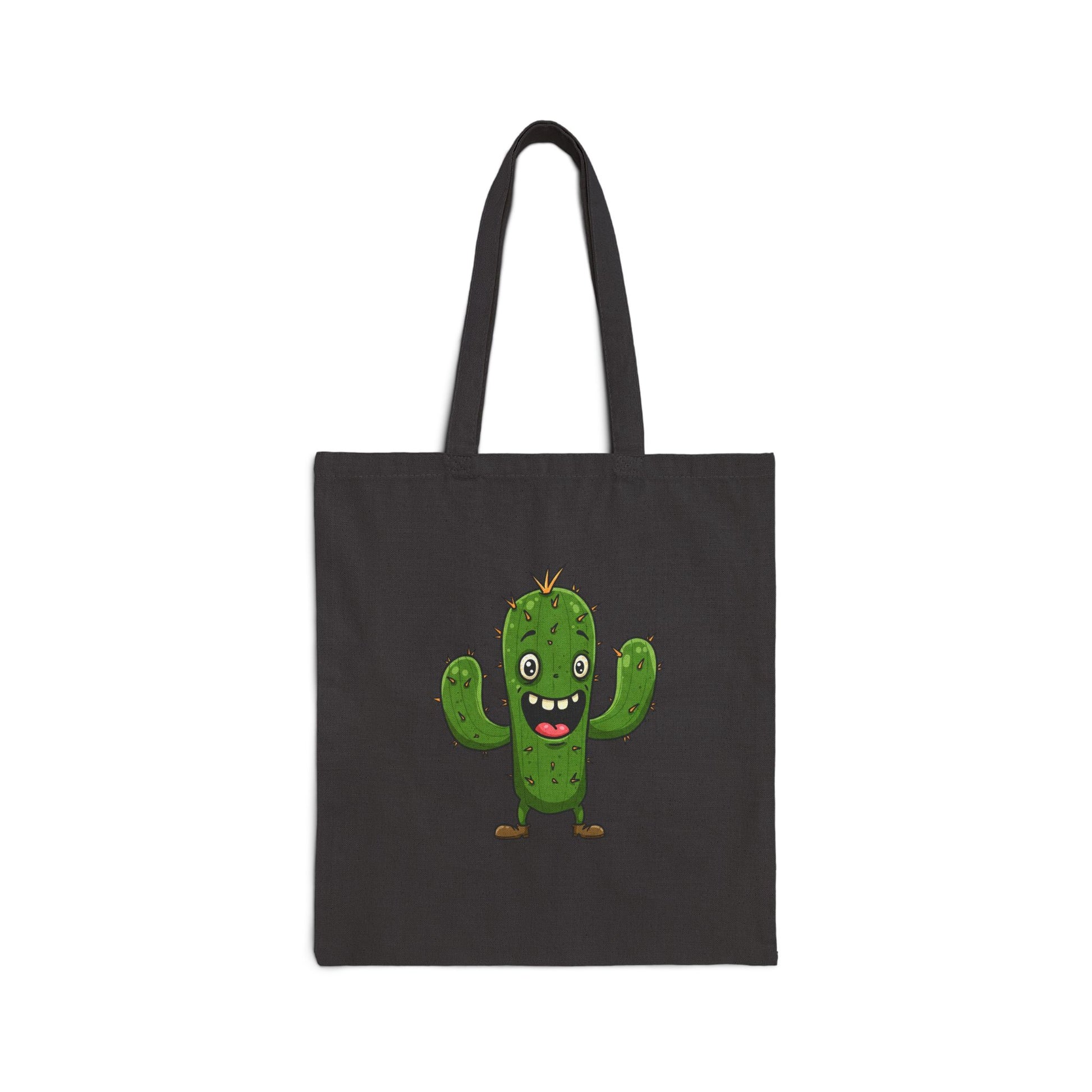 Joyful Cactus Tote Bag - Durable, Eco-Friendly & Always Ready! Black 15" x 16"