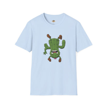 Shocked Cactus T-Shirt: Funky Upside-Down Cactus Tee | Organic Cotton Unisex Graphic Shirt