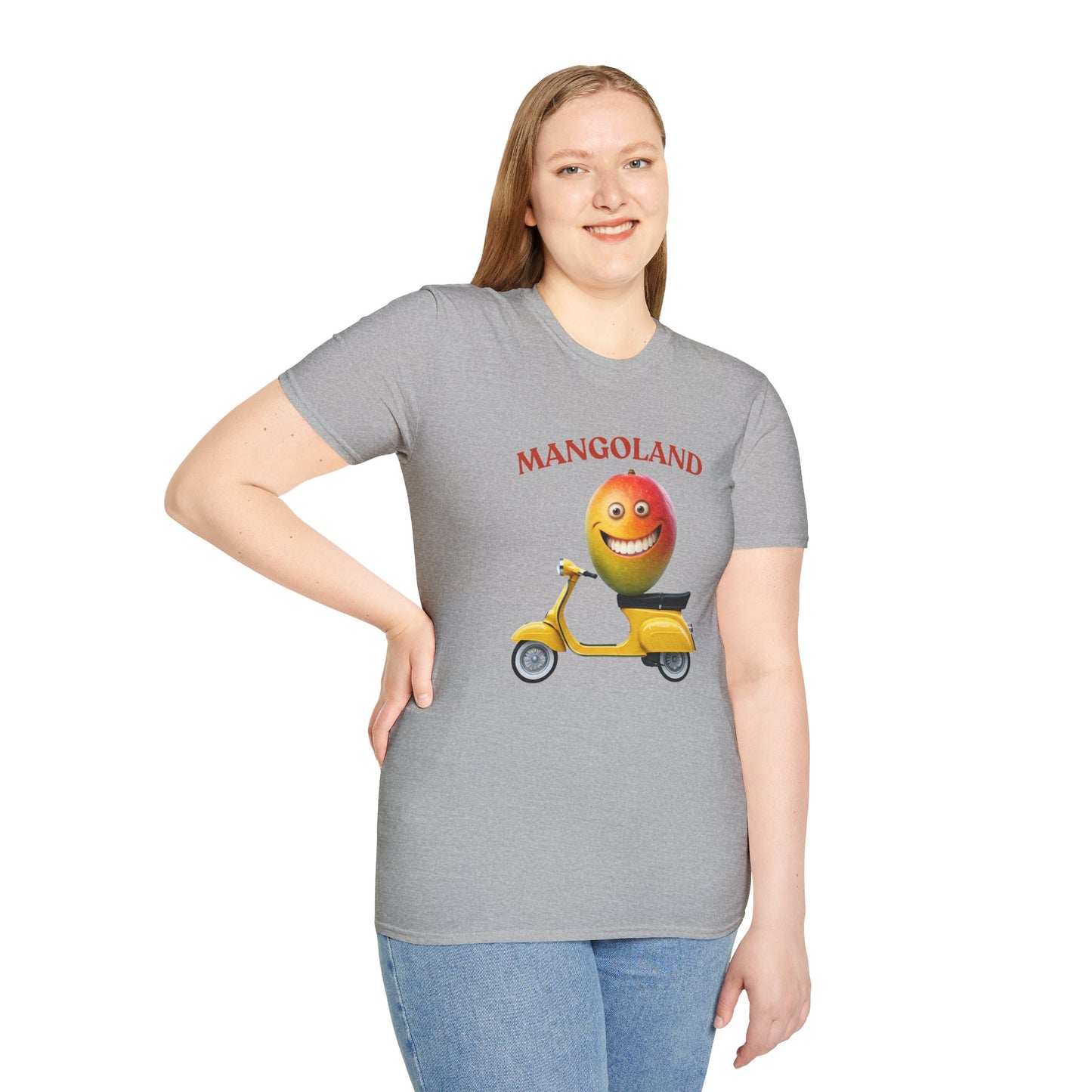 Mangoland t-shirt: Funny Mango Riding Vespa Tee