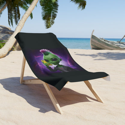 Stay Connected, Even in Space! Grab Our Epic Alien Punk with Mobile Phone Beach Towel! 30" × 60"