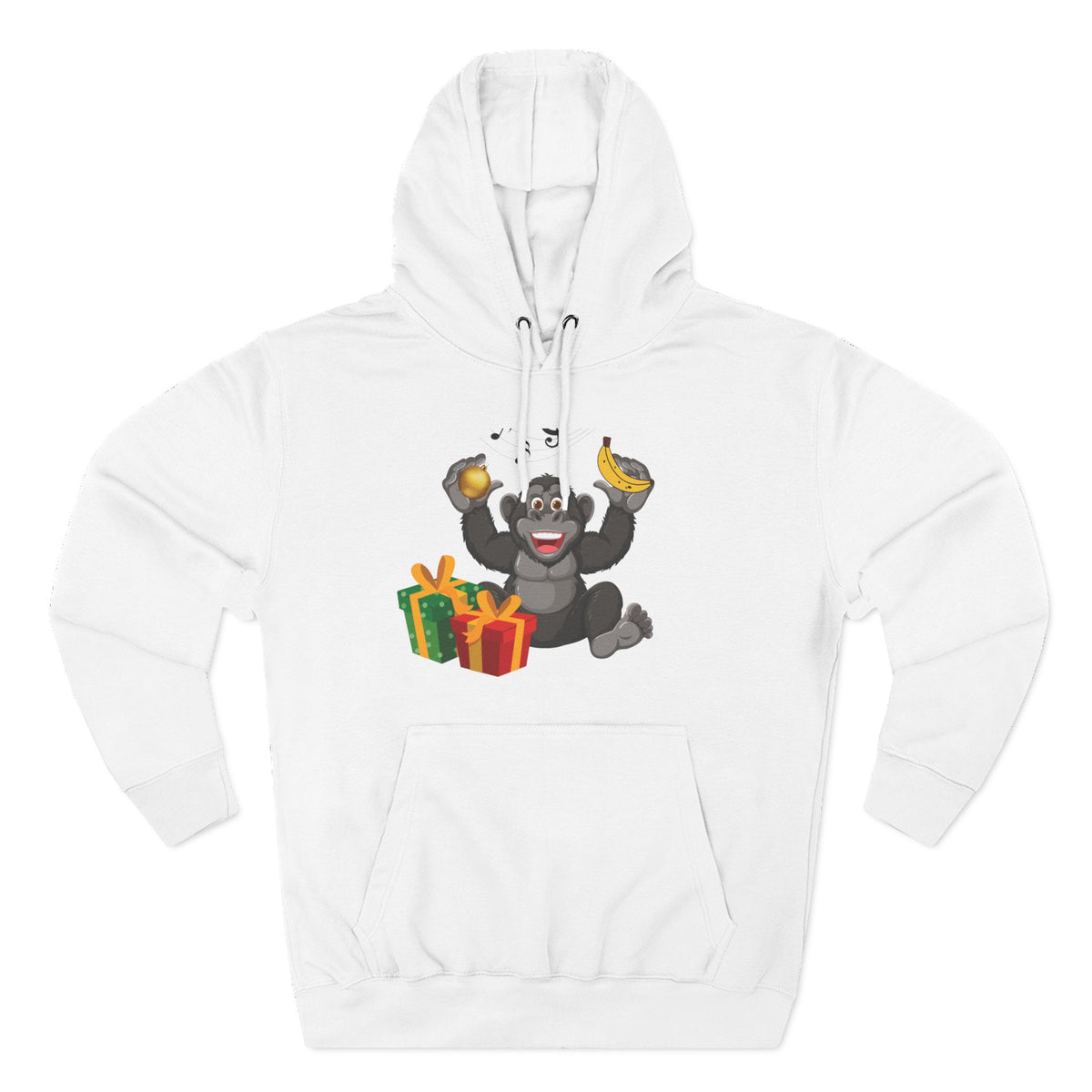 Three-Panel Fleece Hoodie - jingle bells banana gorilla