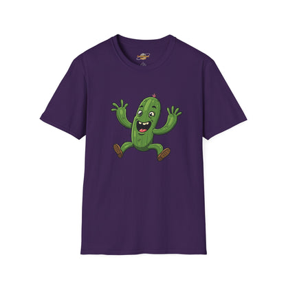 Happy Jumping Cactus T-Shirt: Dynamic & Joyful Organic Cotton Tee | Cactus Mania