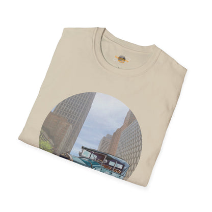 Motor City Roamer T-Shirt: Vintage 1920s Car & Detroit Skyline | Americana Tee