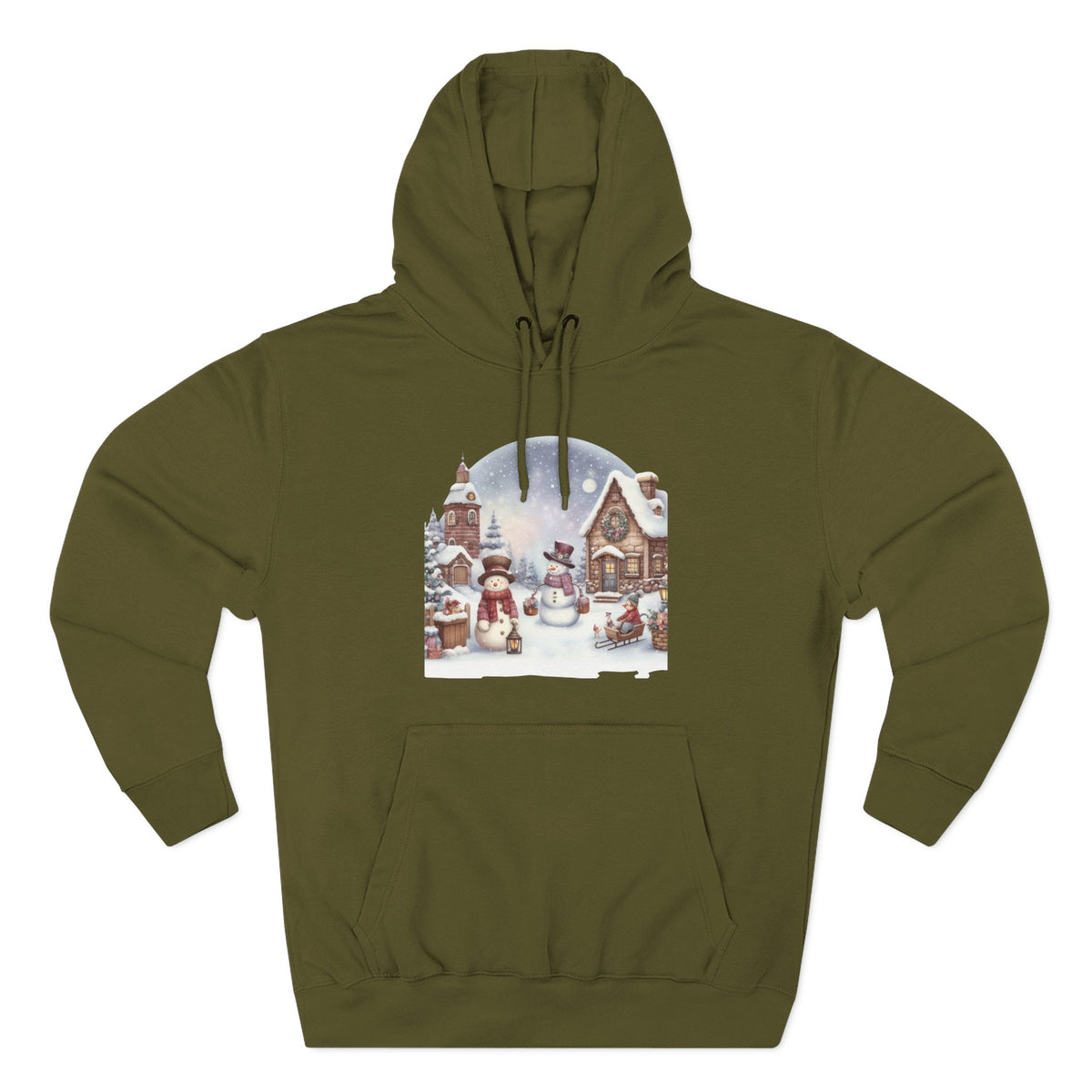 Three-Panel Fleece Hoodie - snowman design