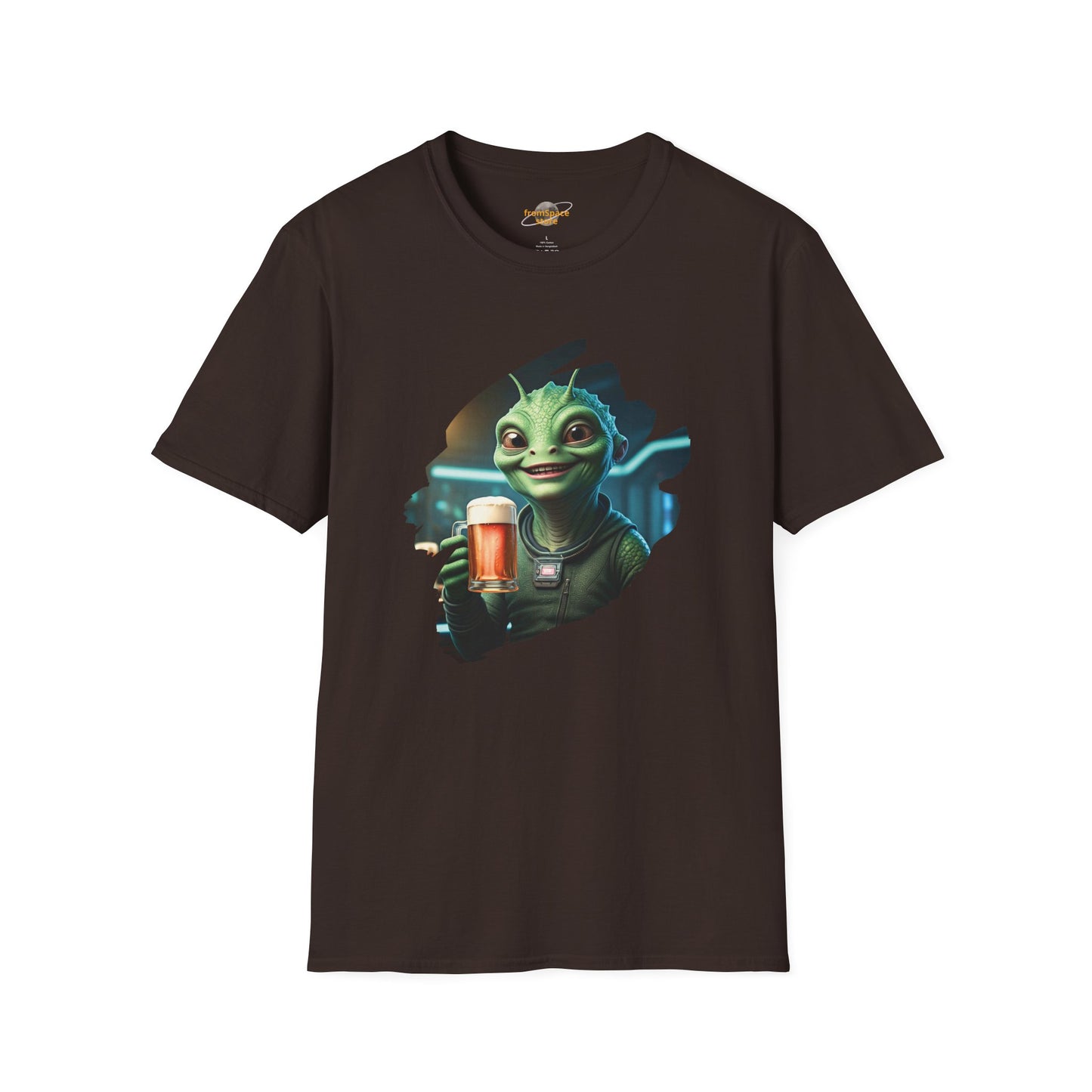 Alien T-Shirt with Beer Unisex: Funny Space Pub Print - Organic Cotton, Various Sizes & Colors