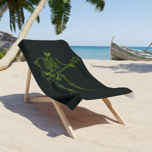 Metal Skeleton Bass Guitar Player Beach Towel - Soft & Absorbent