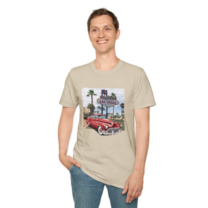 Vegas Cruiser T-Shirt: Retro Las Vegas Sign & Classic Red Car | Vintage Road Trip Tee