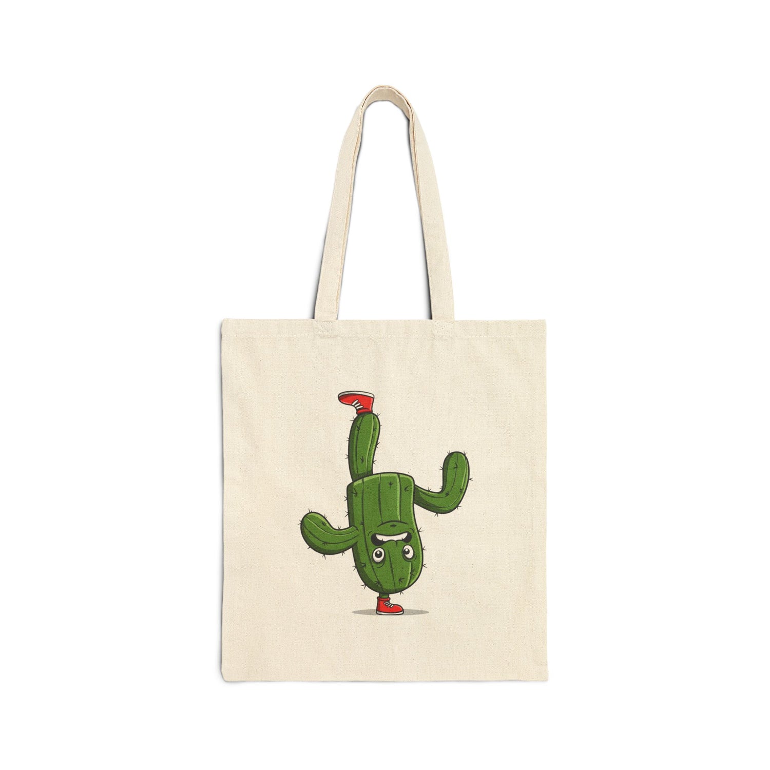 Upside-Down Cactus on a Foot Tote Bag - Unique, Fun & Eco-Friendly! Natural 15" x 16"