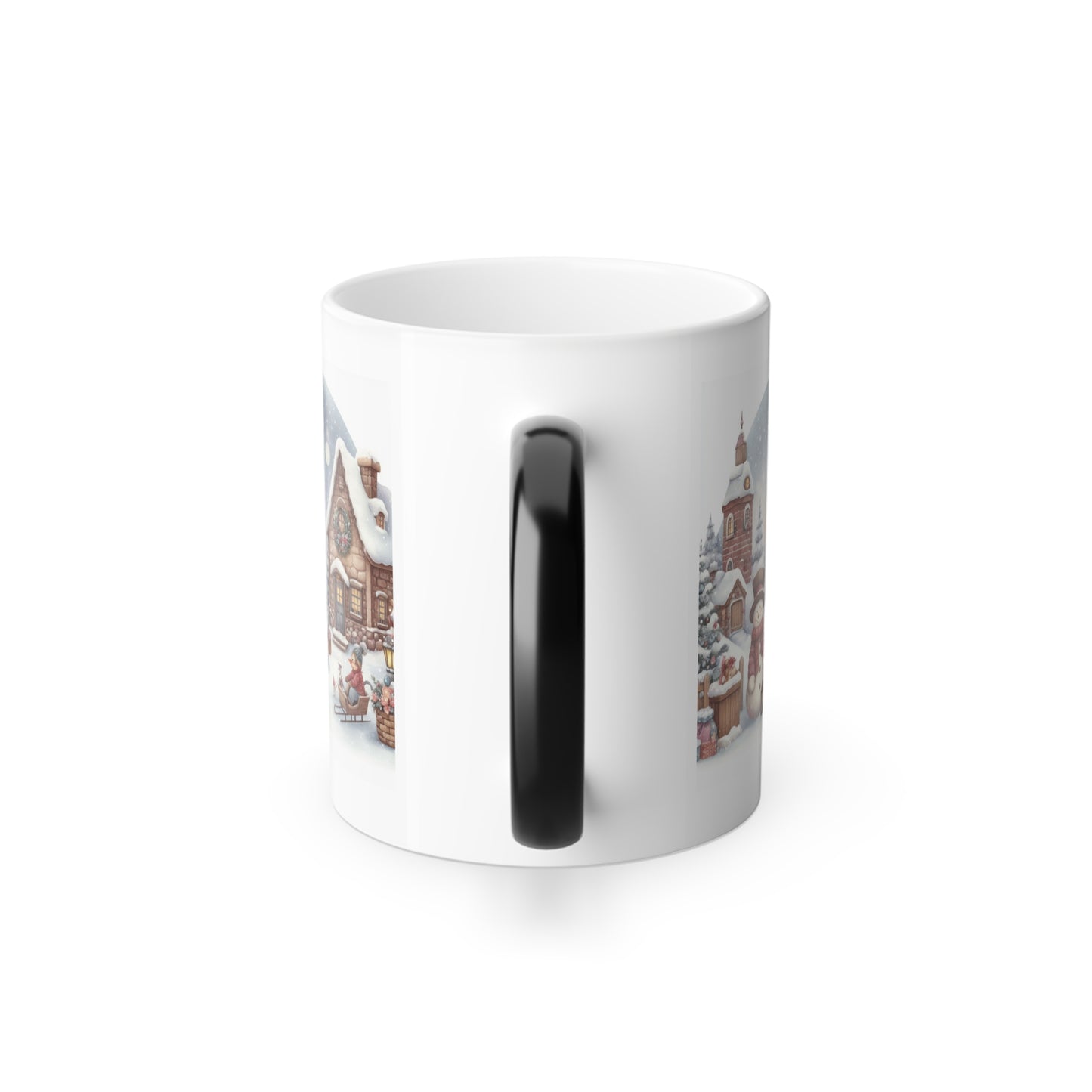 Cozy Snowmen Winter Village Color Changing Mug | Watercolor Heat Reveal Coffee Cup