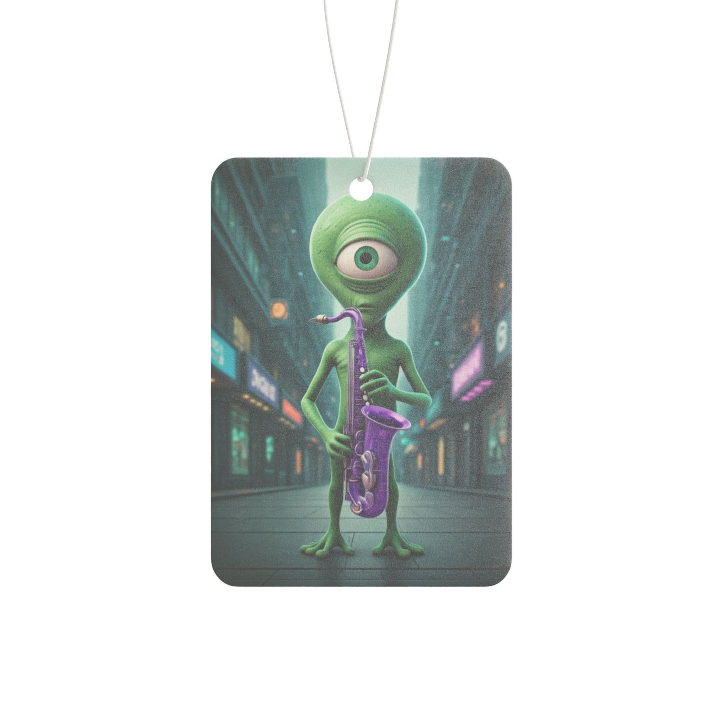 Alien Sax Player Car Freshener - Jazz Vibe & Night City Scent