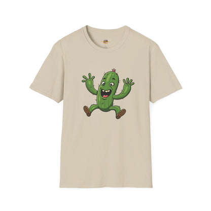 Happy Jumping Cactus T-Shirt: Dynamic & Joyful Organic Cotton Tee | Cactus Mania