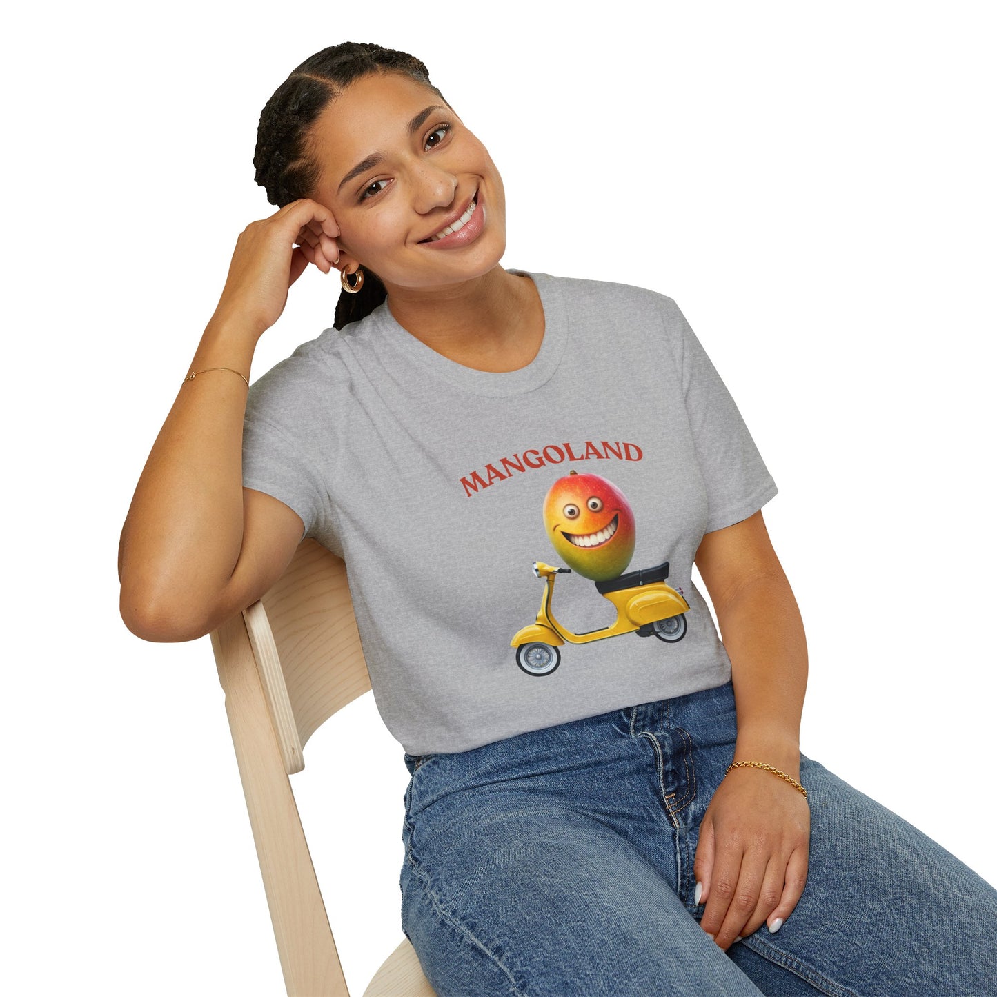 Mangoland t-shirt: Funny Mango Riding Vespa Tee