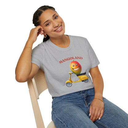 Mangoland t-shirt: Funny Mango Riding Vespa Tee