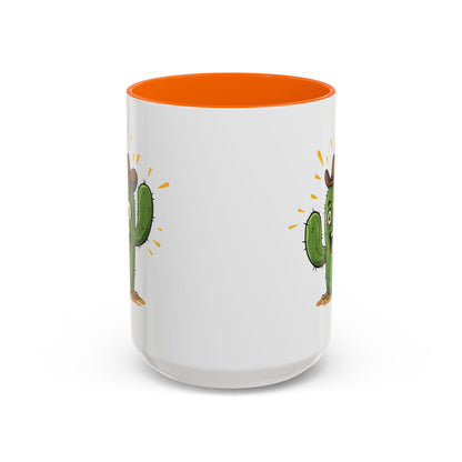 Cactus Mania Cowboy Cactus Mug - Fun & Durable Ceramic Cup for Cactus Lovers 15oz Orange