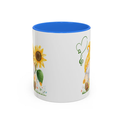 Mystical Gnome & Sunny Sunflower Mug - Your Garden's Secret Charm | Ceramic Coffee & Tea Cup (11oz/15oz) 11oz Cambridge Blue