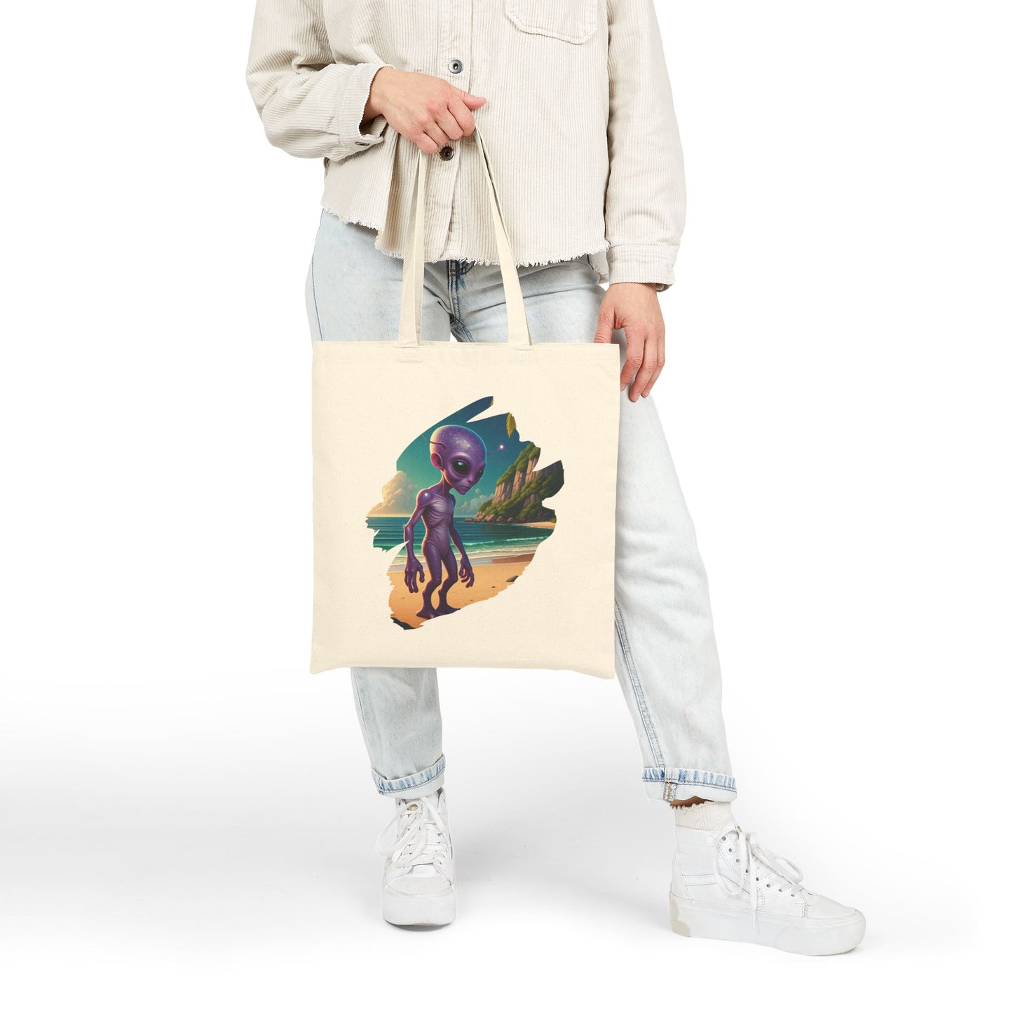 Alien at Beach Tote Bag: Your Essential Cosmic Vacation Carryall