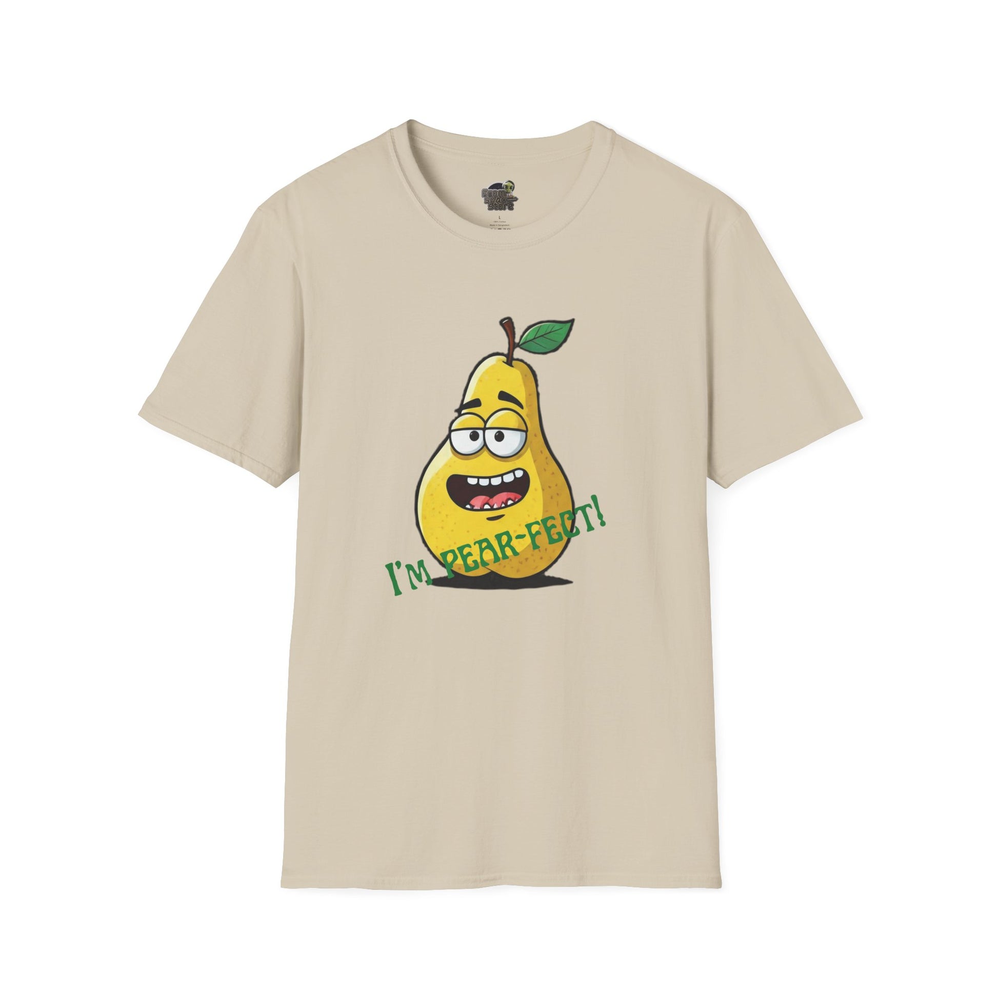 Pear T-Shirt: Funny "I'm Pear-fect" Graphic Tee | Organic Cotton & Unique Design Sand