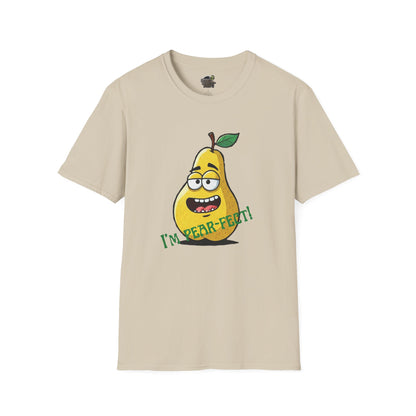 Pear T-Shirt: Funny "I'm Pear-fect" Graphic Tee | Organic Cotton & Unique Design Sand