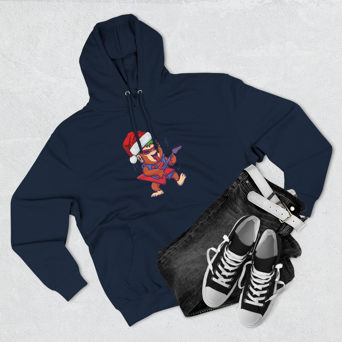 Copy of Three-Panel Fleece Hoodie - happy holiday gorilla