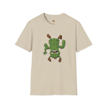 Shocked Cactus T-Shirt: Funky Upside-Down Cactus Tee | Organic Cotton Unisex Graphic Shirt