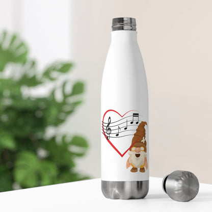 Harmonic Hydration: Heart Gnome Music Insulated Water Bottle! 20oz