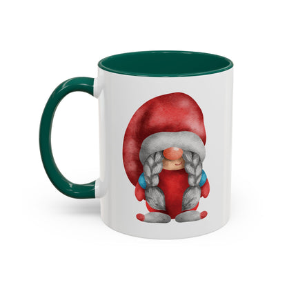 Cheerful Red Gnome with Braids Mug - Sip Your Sweet Melody | Ceramic Coffee & Tea Cup (11oz/15oz)