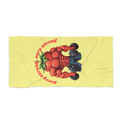Berry Strong" Strawberry Beach Towel: Fun, Soft & Unique for Beach, Pool & Gym! 30" × 60" Yellow