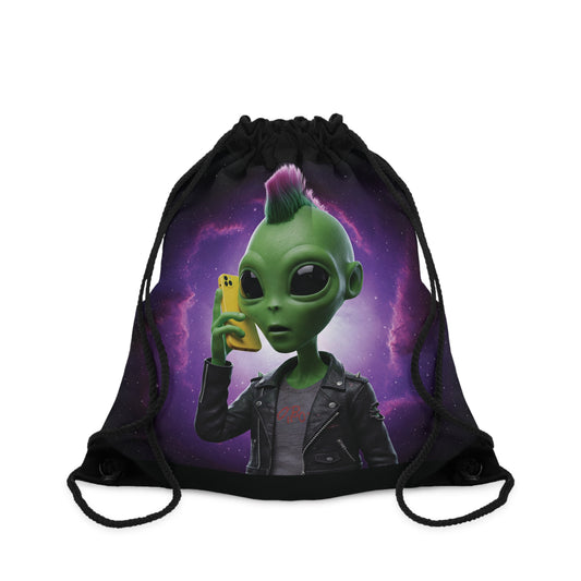 Vibrant Alien Vibes Drawstring Bag: Unique, Lightweight & Durable Backpack for Sports, Travel & Festivals One size