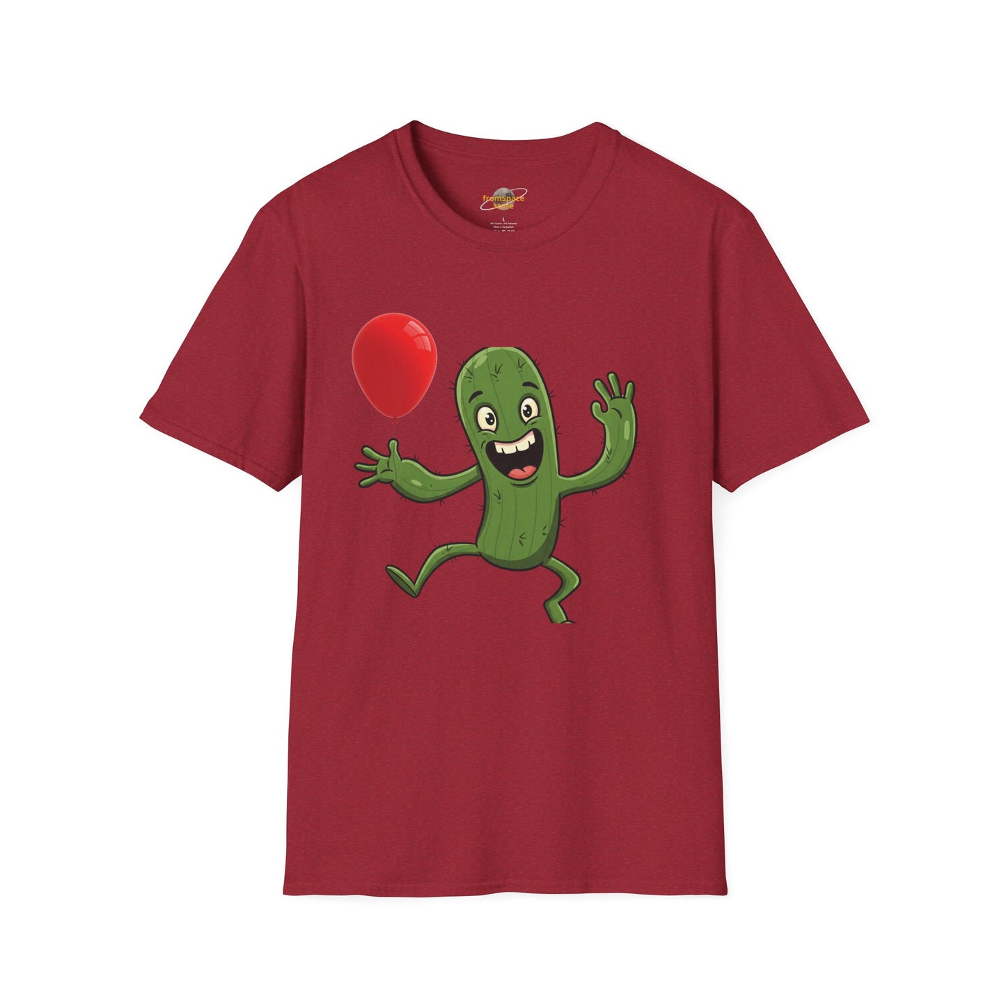 Cactus Mania T-Shirt: Cheerful Cactus with Balloon | Organic Cotton Unisex Tee