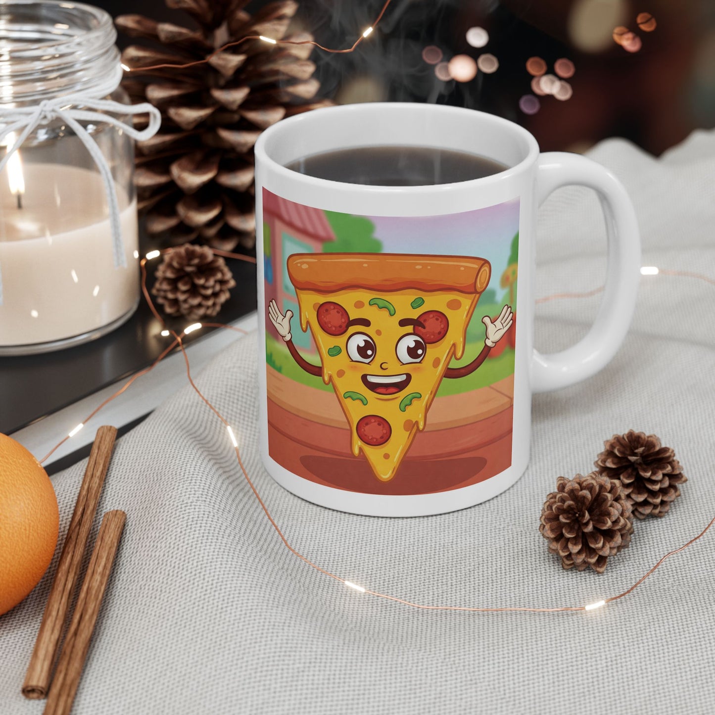 The Neon Slice | Street Foods Pizza Ceramic Mug