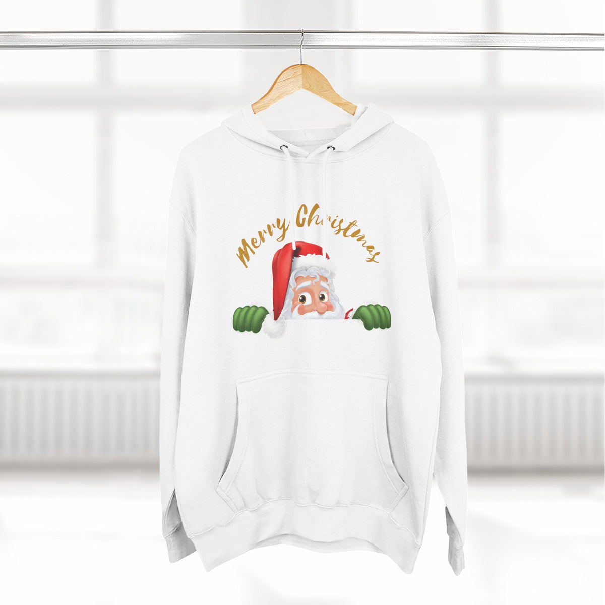 Three-Panel Fleece Hoodie - santa claus merry christmas