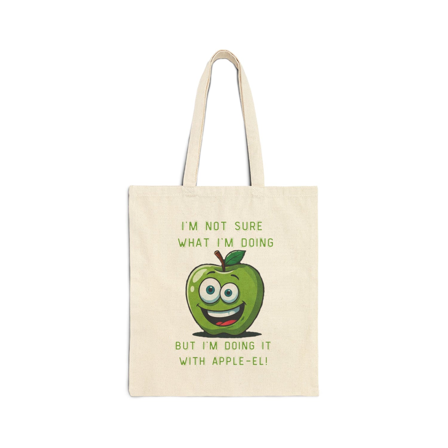 Apple-el Tote Bag: Funny Smiling Apple - Doing It With Appeal! Natural 15" x 16"