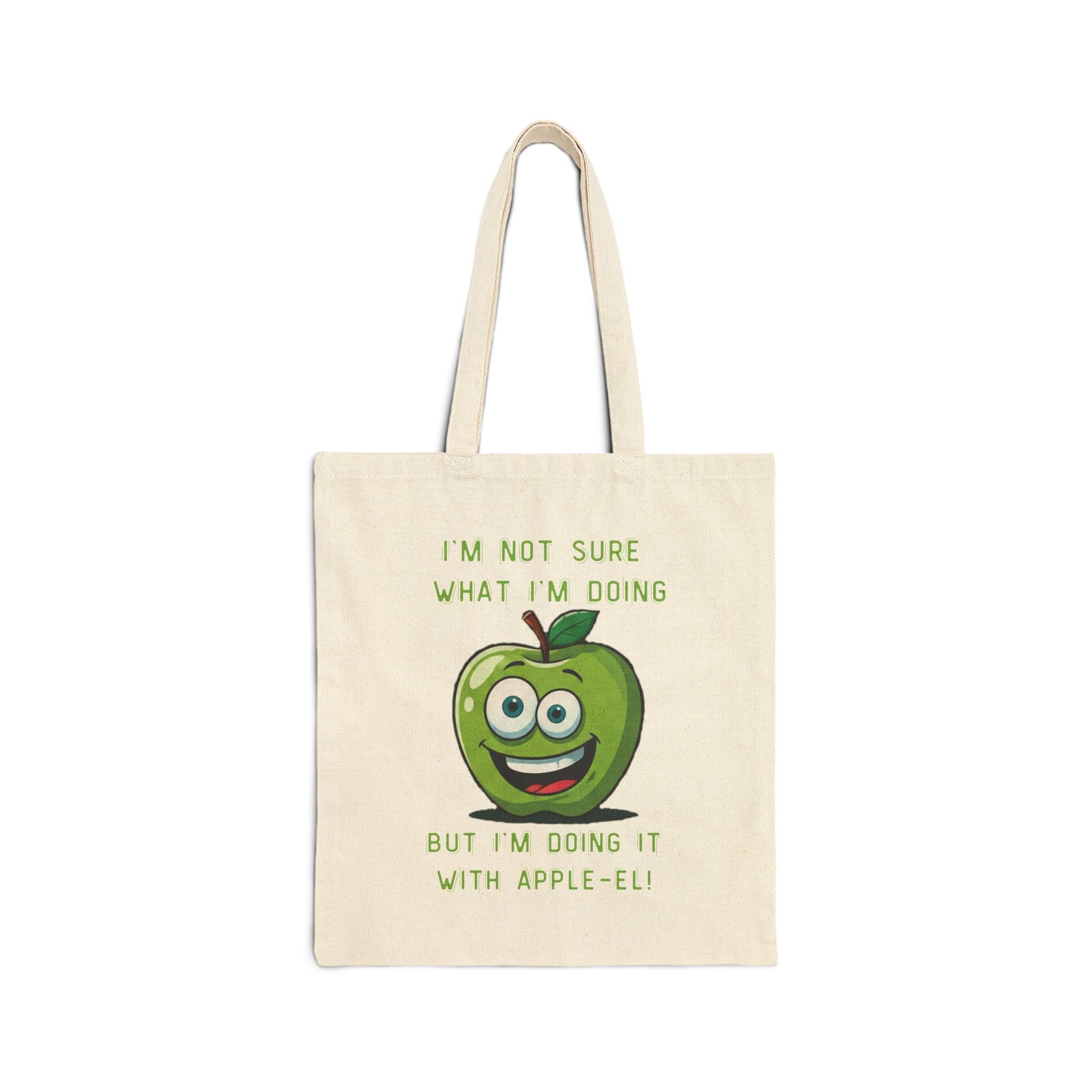 Apple-el Tote Bag: Funny Smiling Apple - Doing It With Appeal! Natural 15" x 16"