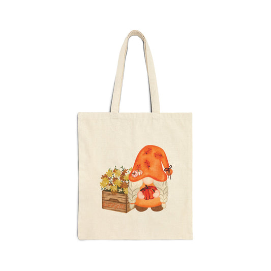Enchanting Autumn Gnome Tote Bag: Carry Your Fall Magic & Melodies (Natural & Black Canvas) Natural 15" x 16"
