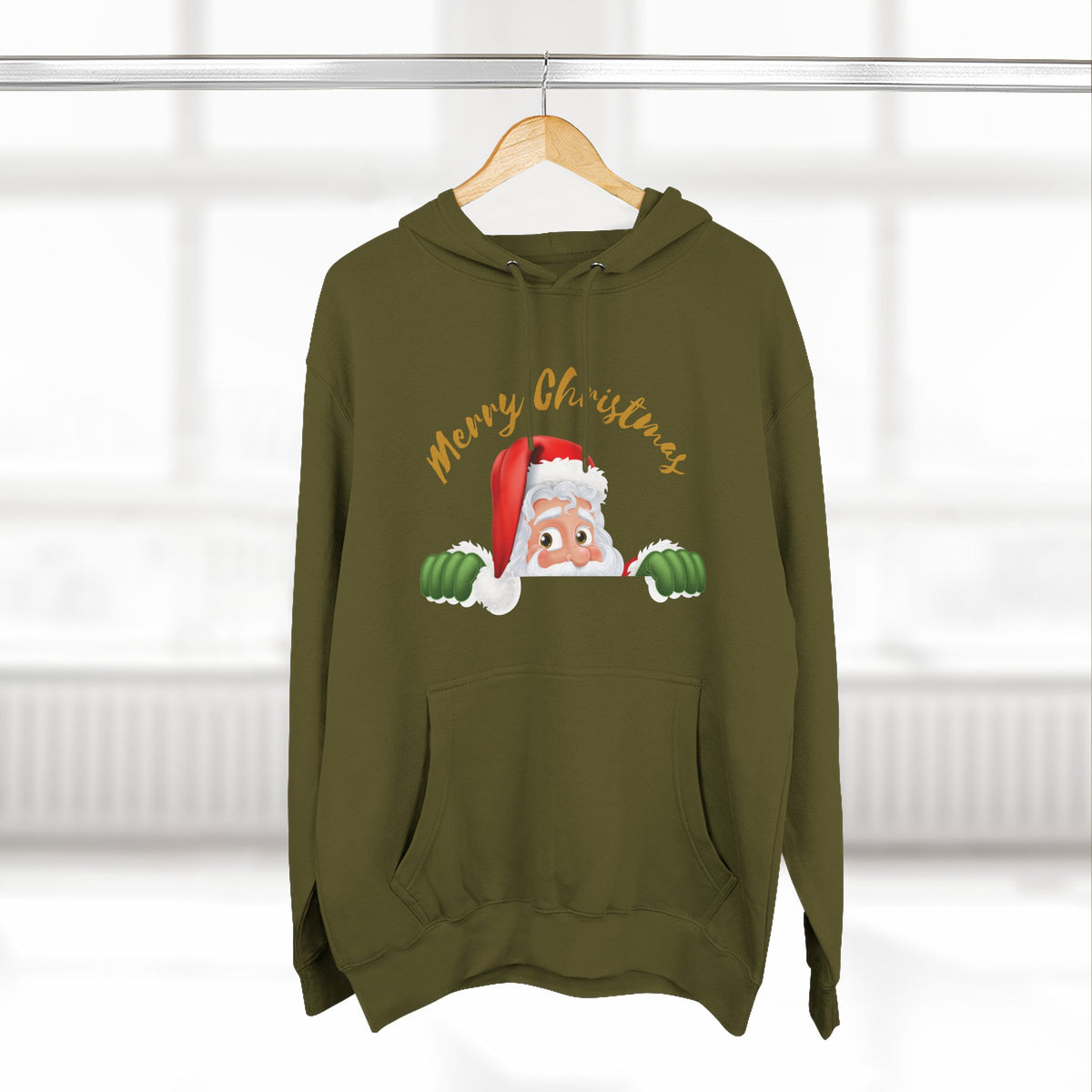 Three-Panel Fleece Hoodie - santa claus merry christmas