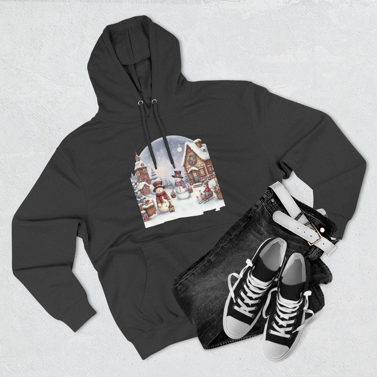 Three-Panel Fleece Hoodie - snowman design