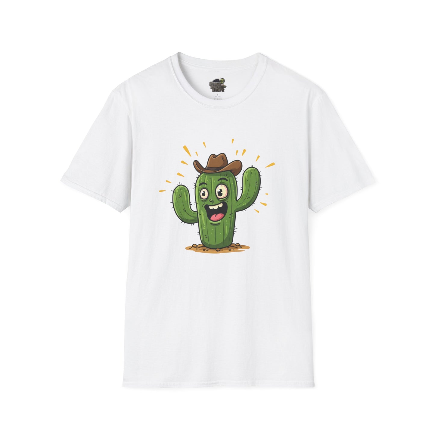Cactus Mania T-Shirt: Yeehaw! Funny Cowboy Cactus Tee | Organic Cotton Unisex Shirt White