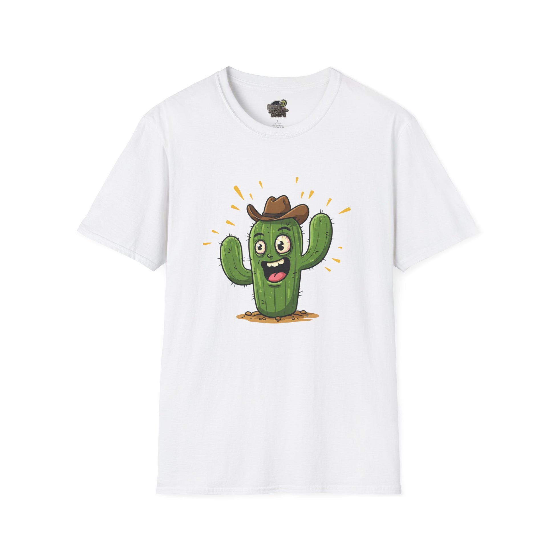 Cactus Mania T-Shirt: Yeehaw! Funny Cowboy Cactus Tee | Organic Cotton Unisex Shirt White