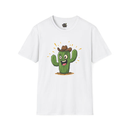 Cactus Mania T-Shirt: Yeehaw! Funny Cowboy Cactus Tee | Organic Cotton Unisex Shirt White
