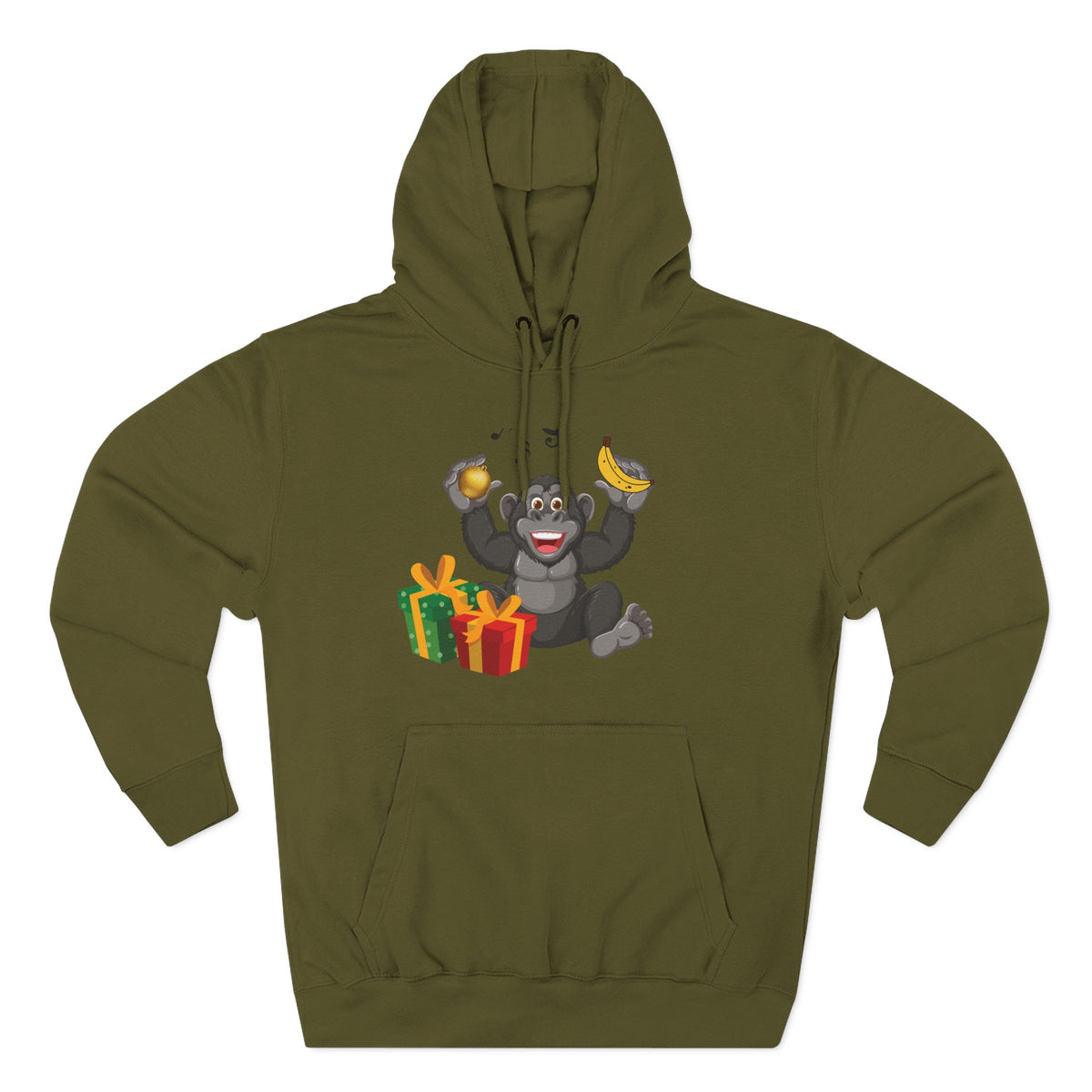Three-Panel Fleece Hoodie - jingle bells banana gorilla