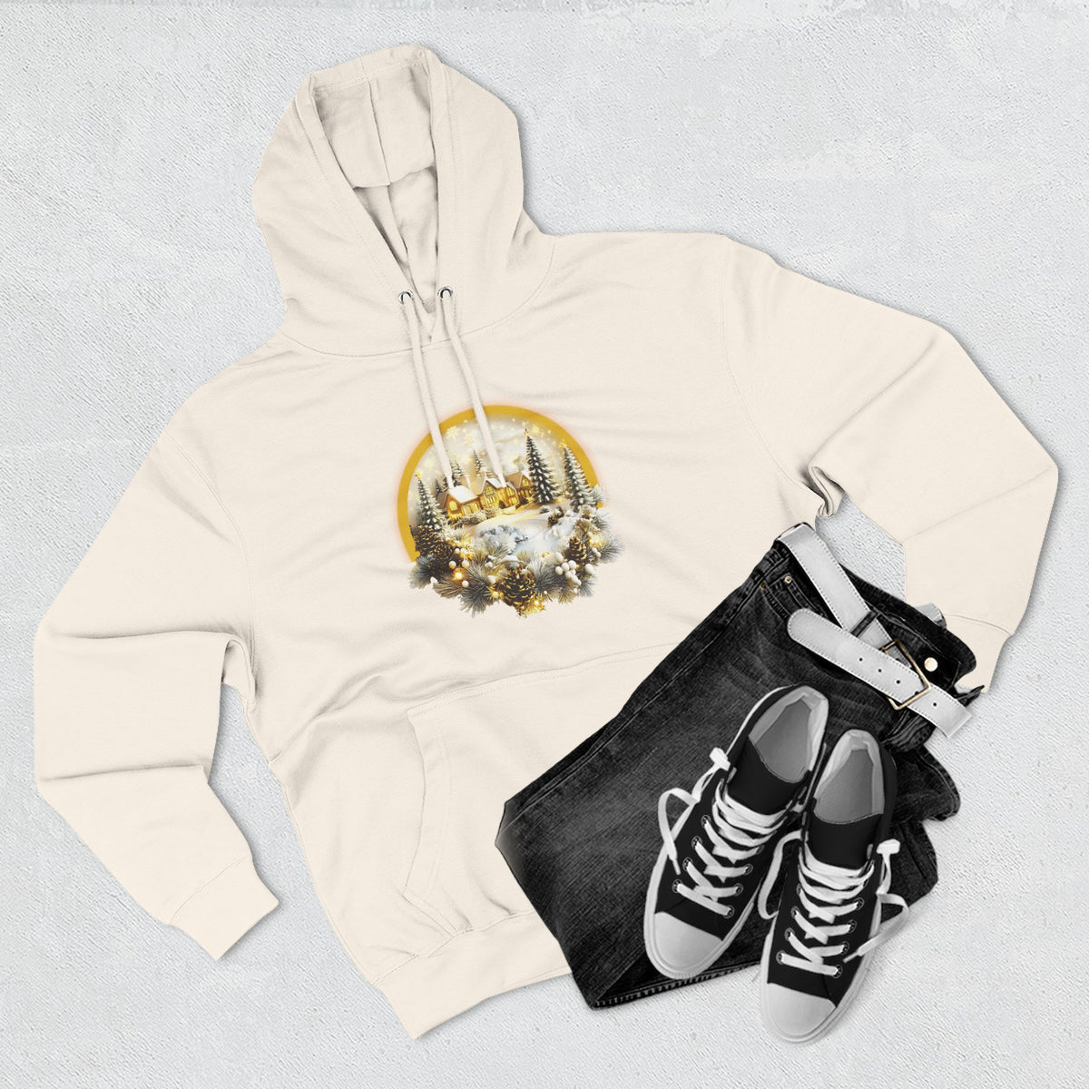 Copy of Copy of Copy of Copy of Three-Panel Fleece Hoodie - happy holiday gorilla