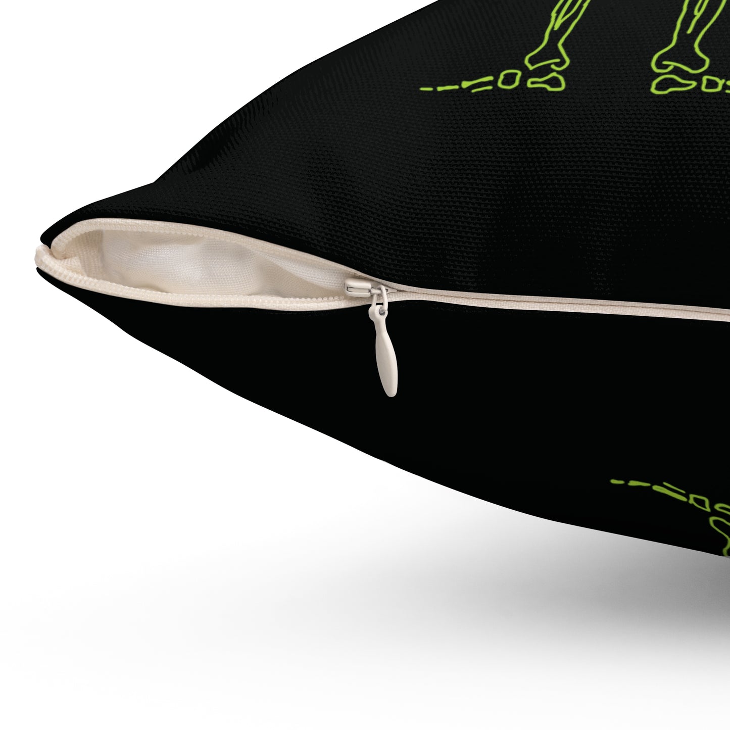 Low-End Legend: Fluo Bassist Skeleton Throw Pillow