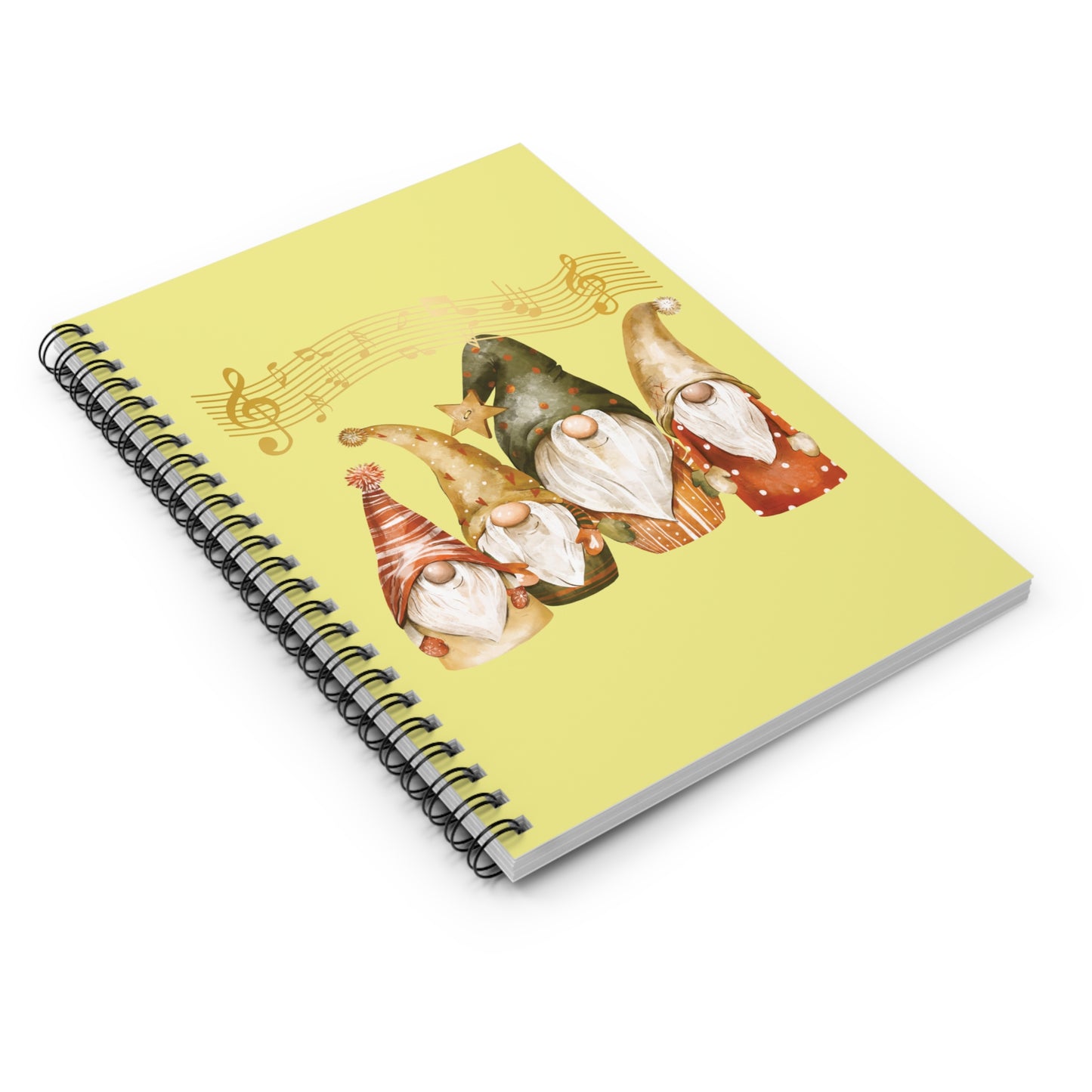 Festive Four Gnomes Spiral Notebook - Christmas Holiday Ruled Journal - Winter Stationery Gift